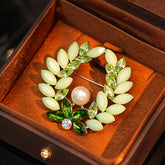 Handmade Original Design Pearl Olive Branch Wheat Ear Brooch