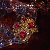 French Style Copper Color Vintage Red Elegant Palace Style Earrings