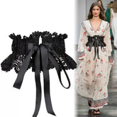 Lace Openwork Design, Women's Tie-up Extra Wide Waist Belt