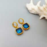 Retro Simple Geometric Sapphire Earrings