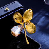 Vintage Maple Leaf Crystal Brooch