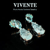 High-quality Faceted Sea Ice Blue Zircon Earrings