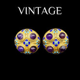 Vintage Handmade Enamel Palace Style Earrings