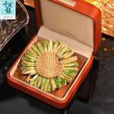 Vintage Bohemian Hand-woven Sunflower Brooch