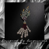 Handmade "The Great Gatsby" Palace Style Crown Wheat Tassel Pearl Brooch