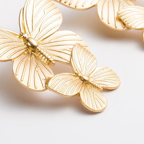 New Alloy Texture Two Butterfly Earrings