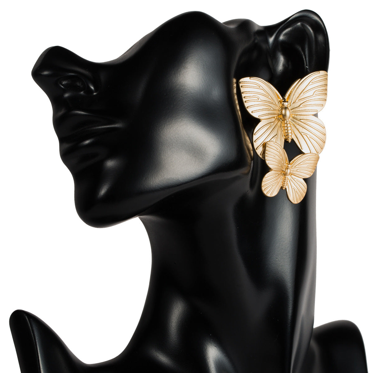 New Alloy Texture Two Butterfly Earrings