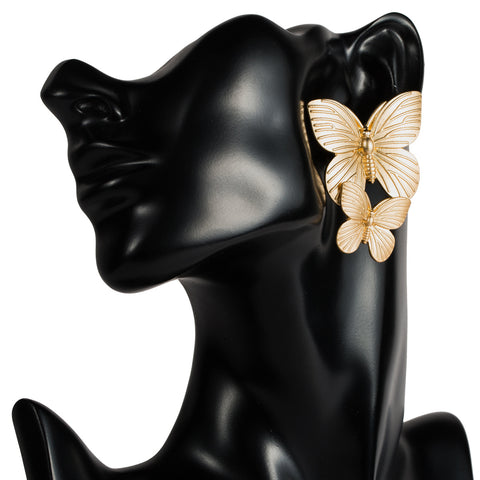 New Alloy Texture Two Butterfly Earrings