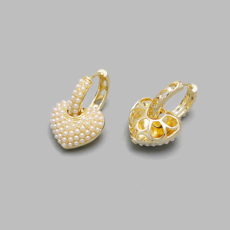Vintage French Pearl Heart Earrings