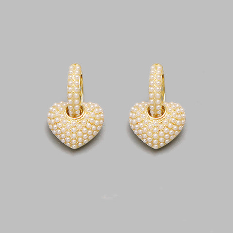 Vintage French Pearl Heart Earrings