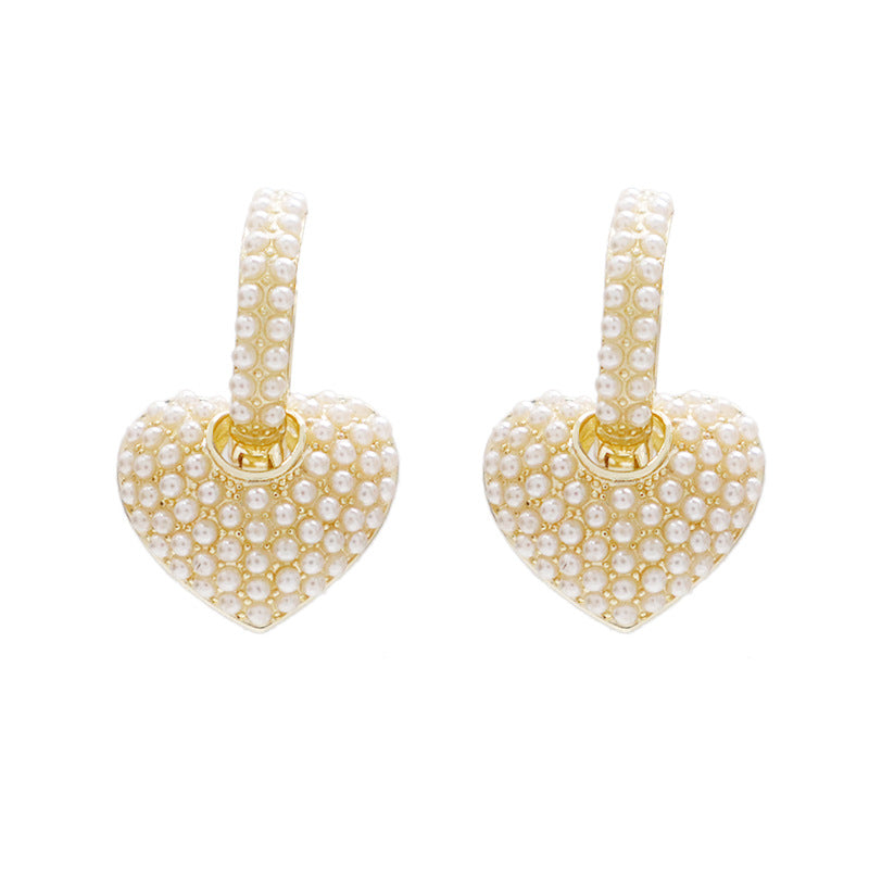 Vintage French Pearl Heart Earrings