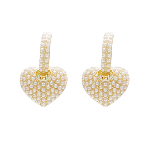 Vintage French Pearl Heart Earrings
