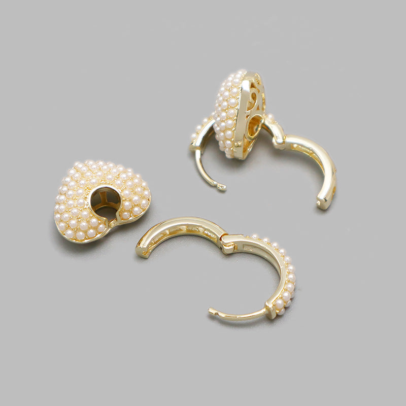 Vintage French Pearl Heart Earrings
