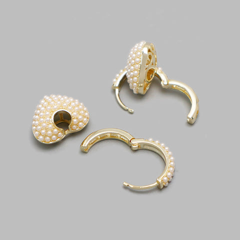 Vintage French Pearl Heart Earrings