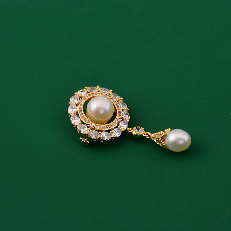 Vintage Light Luxury Natural Pearl High-end Brooch