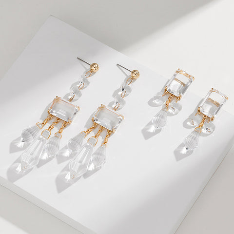 Shaped Glass Diamond Tassel Earrings