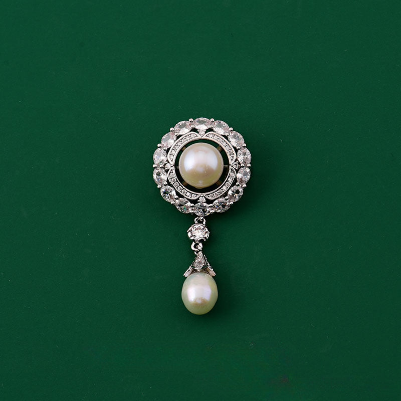 Vintage Light Luxury Natural Pearl High-end Brooch