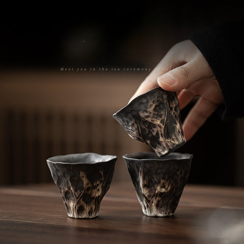 Japanese Style Wabi-sabi Style Lotus Rhyme Stoneware Teacup