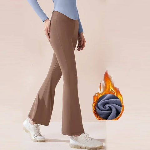 Winter Warm Flared Fleece Inner High Waist Tight Fit Leggings Workout Fitness Yoga Pants Leggings