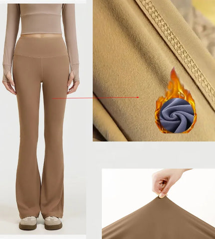 Winter Warm Flared Fleece Inner High Waist Tight Fit Leggings Workout Fitness Yoga Pants Leggings