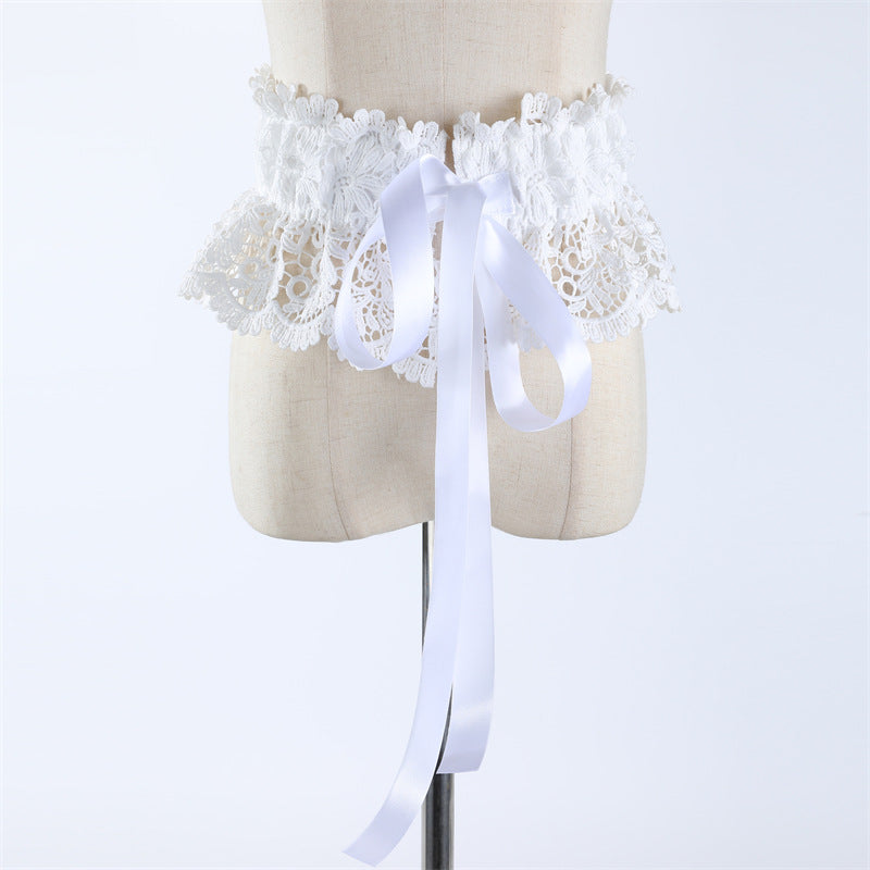 Lace Openwork Design, Women's Tie-up Extra Wide Waist Belt