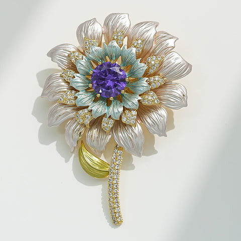 Gold-plated Large Daisy Brooch