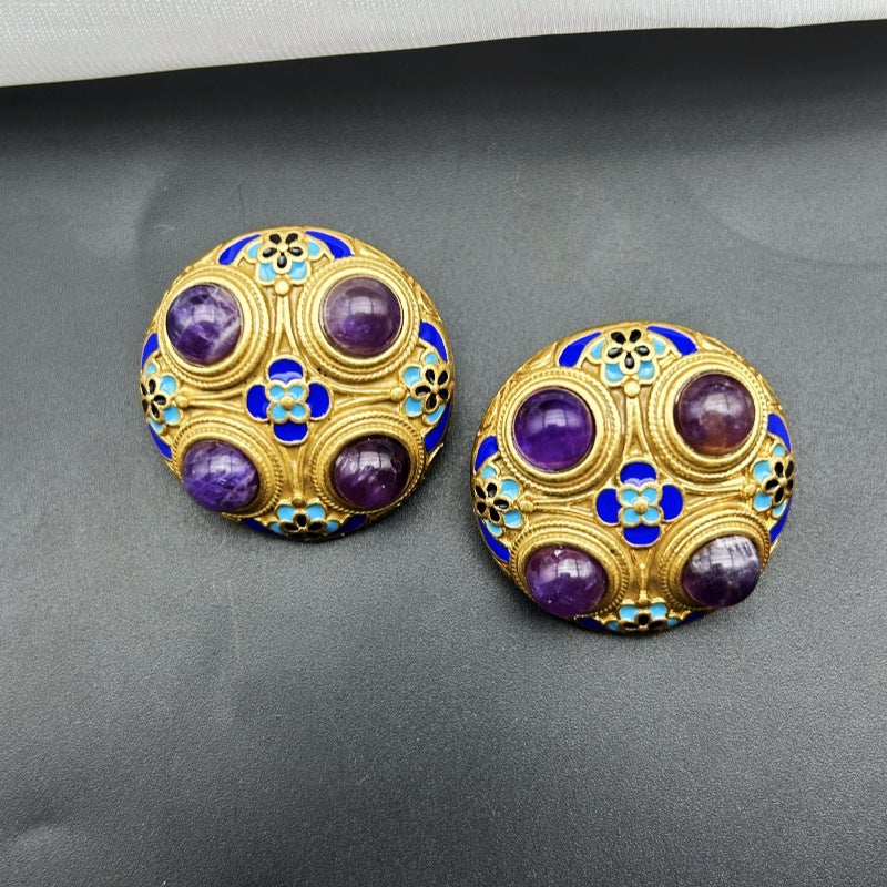 Vintage Handmade Enamel Palace Style Earrings