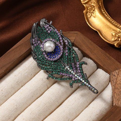 Vintage Peacock Feather Brooch