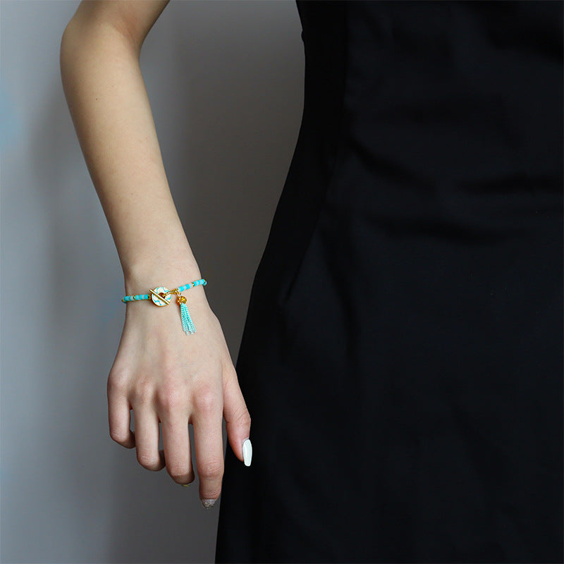 Original Stylish Natural Stone Beaded Tassel Bracelet