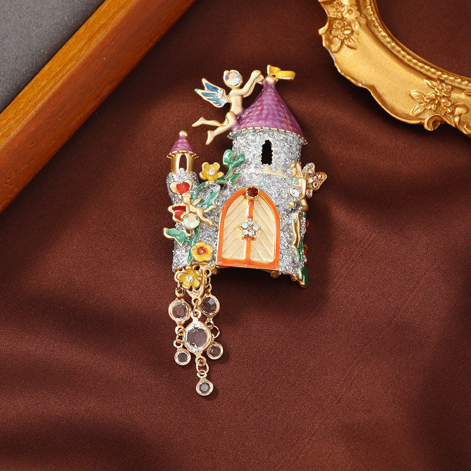 Vintage Dreamy Fairy Tale Castle Brooch