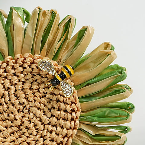 Vintage Bohemian Hand-woven Sunflower Brooch