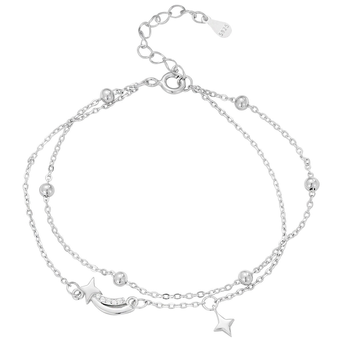 Pure Silver Meteor Double Layer Bracelet