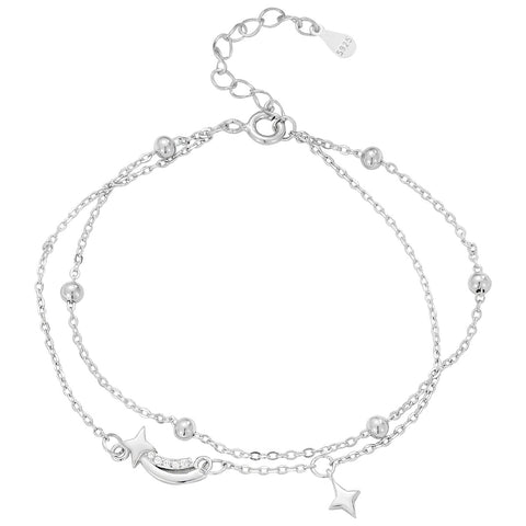 Pure Silver Meteor Double Layer Bracelet