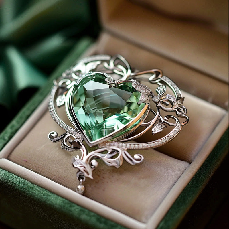 Crystal Heart Brooch