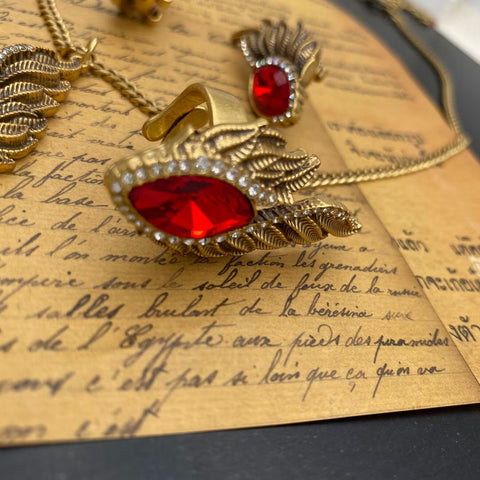 Vintage Retro High-end Design Necklace Earrings Set