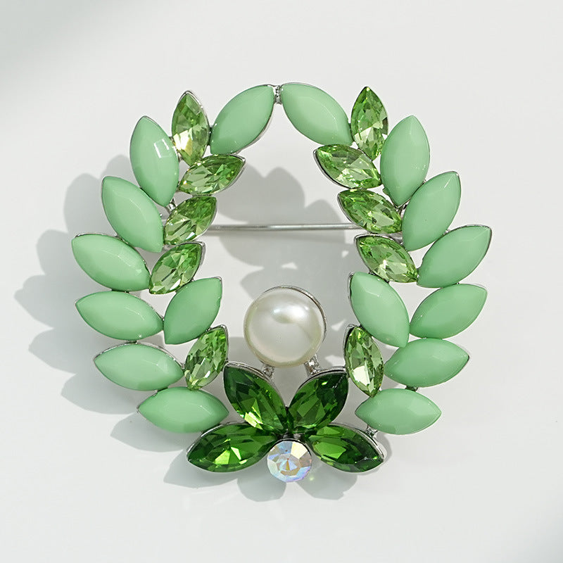 Handmade Original Design Pearl Olive Branch Wheat Ear Brooch
