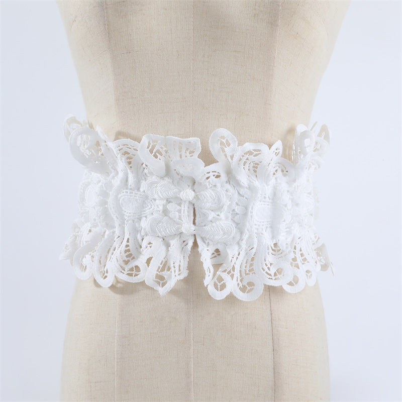 Lace Openwork Design, Women's Tie-up Extra Wide Waist Belt