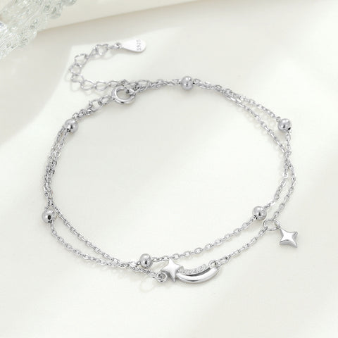 Pure Silver Meteor Double Layer Bracelet