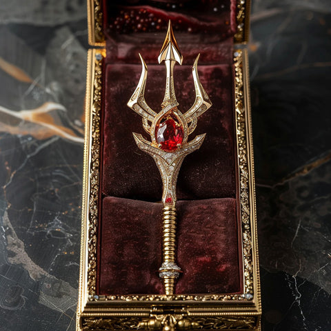 Fashionable and High-end Crystal Scepter Trident Brooch
