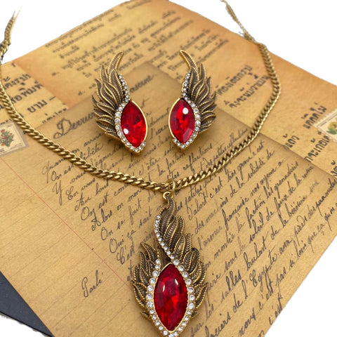 Vintage Retro High-end Design Necklace Earrings Set