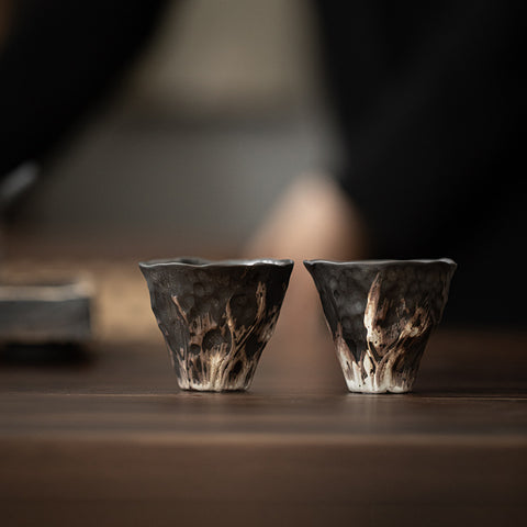 Japanese Style Wabi-sabi Style Lotus Rhyme Stoneware Teacup
