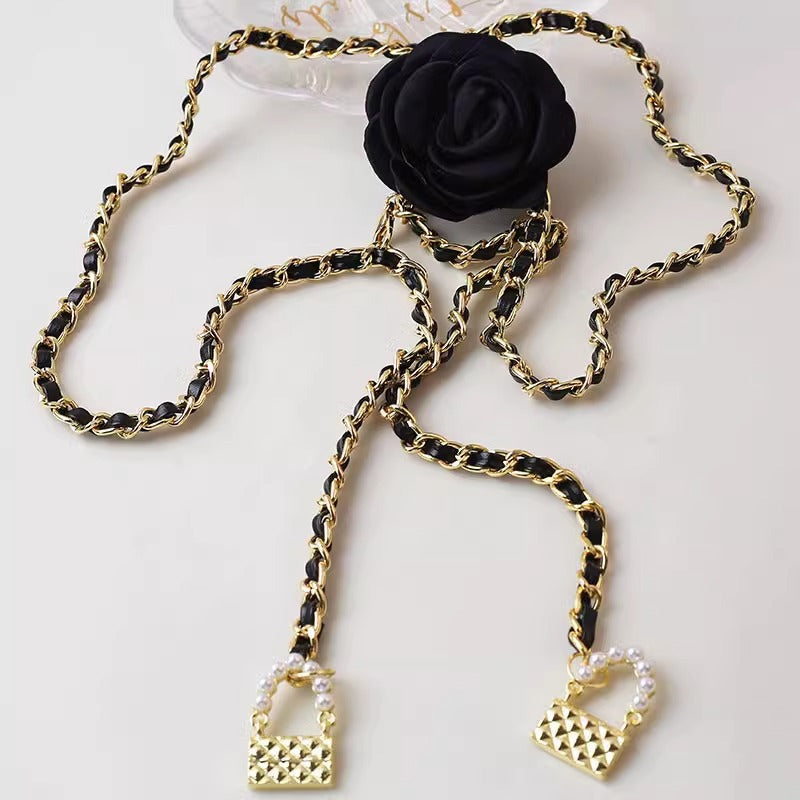 Fashion Pearl Camellia Waist Necklace