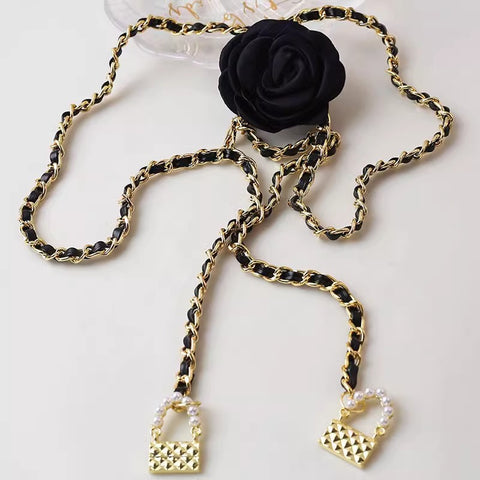 Fashion Pearl Camellia Waist Necklace
