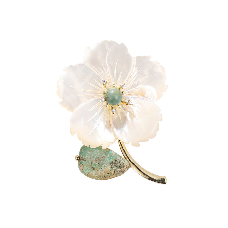 High-grade Natural Mother-of-pearl Shell Peach Blossom Brooch