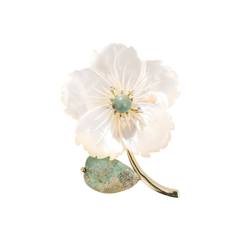 High-grade Natural Mother-of-pearl Shell Peach Blossom Brooch