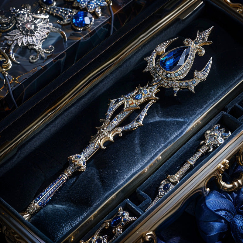 Fashionable and High-end Crystal Scepter Trident Brooch