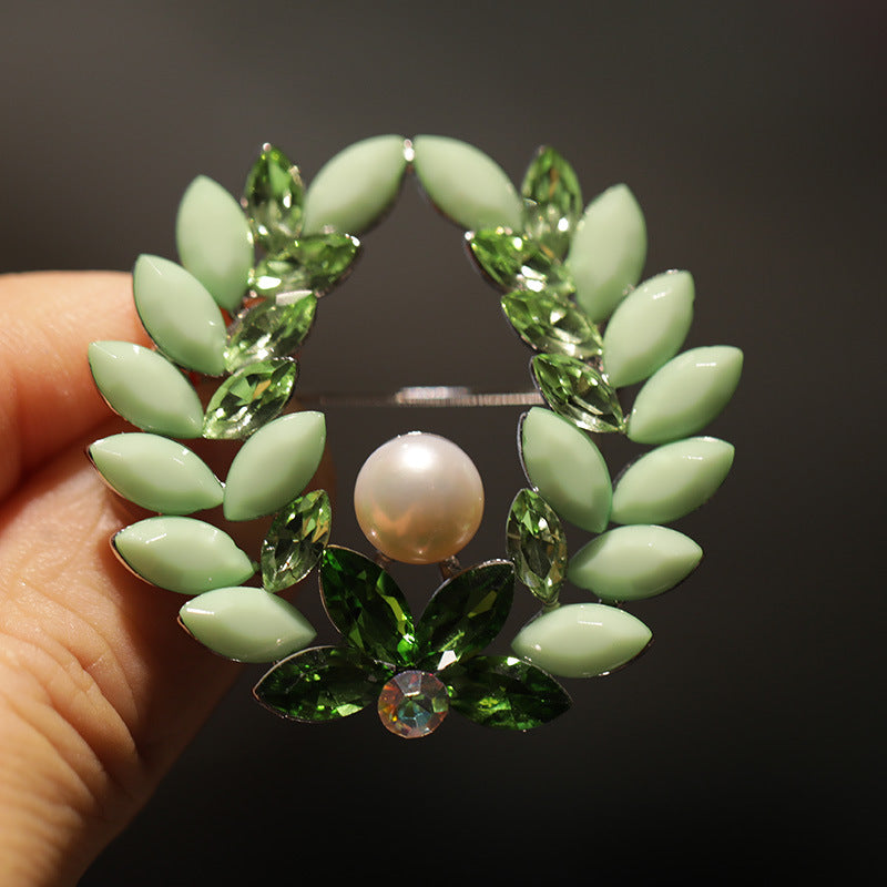 Handmade Original Design Pearl Olive Branch Wheat Ear Brooch