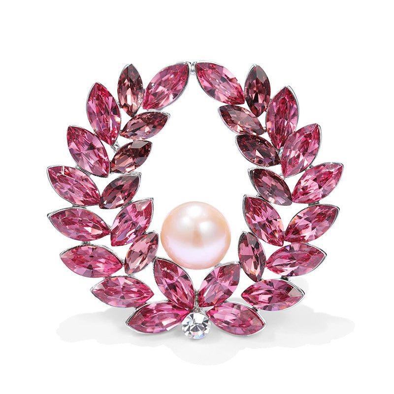 Handmade Original Design Pearl Olive Branch Wheat Ear Brooch