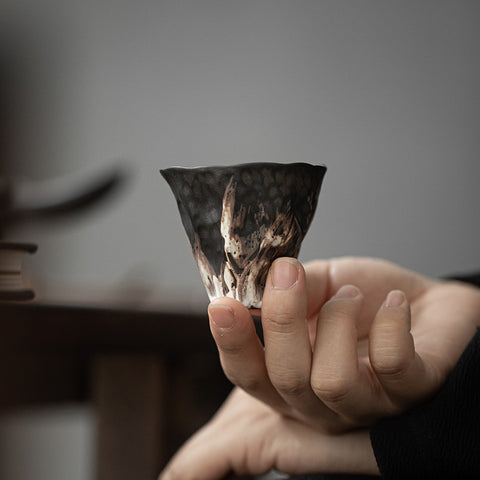 Japanese Style Wabi-sabi Style Lotus Rhyme Stoneware Teacup