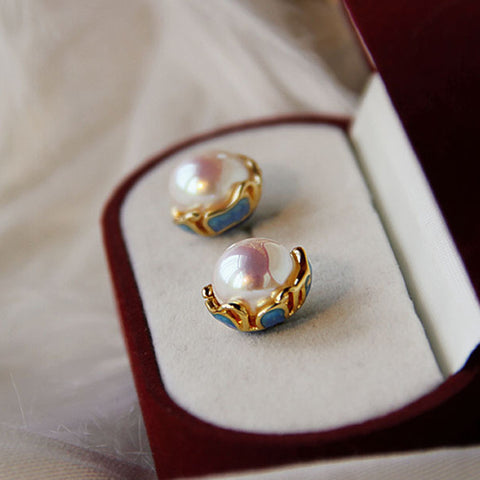 Silver Needle Pearl Earrings
